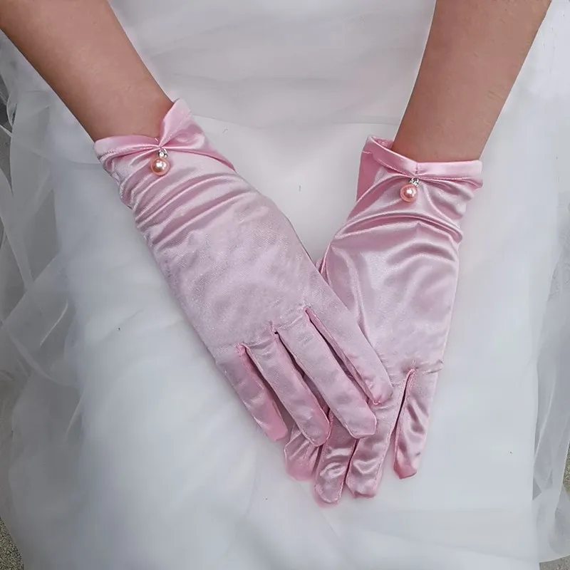 Rękawiczki ślubne damskie akcesoria ślubne Mariage Guantes dla suknia dla panny młodej rękawiczki Ivory czerwone różowe żółte pomarańczowe