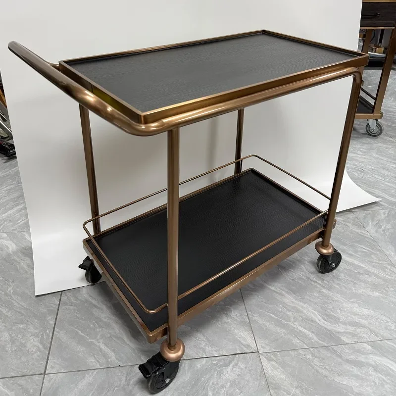 Commercial Solid Wood Stainless Steel Dining Cart Hotel Room Delivery Cart KTV Beverage Cake Banquet Service Cart