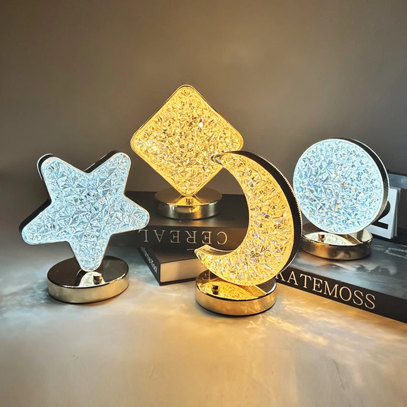 

Led Acrylic Star Moon Table Lamp Children Girls Birthday Gift Atmosphere Lamp Modern USB Rechargeable Touch Sensor Night Lights