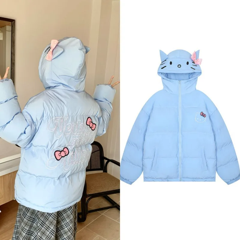 Miniso-abrigos acolchados con cremallera para mujer, chaquetas de algodón con bordado de dibujos animados, estilo Harajuku, Y2k