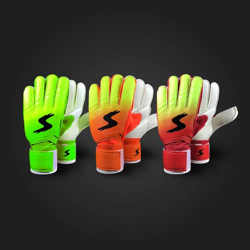 

New Style Football Goalkeeper Gloves Gradient Color Latex Gloves with Finger Guard Gloves Women