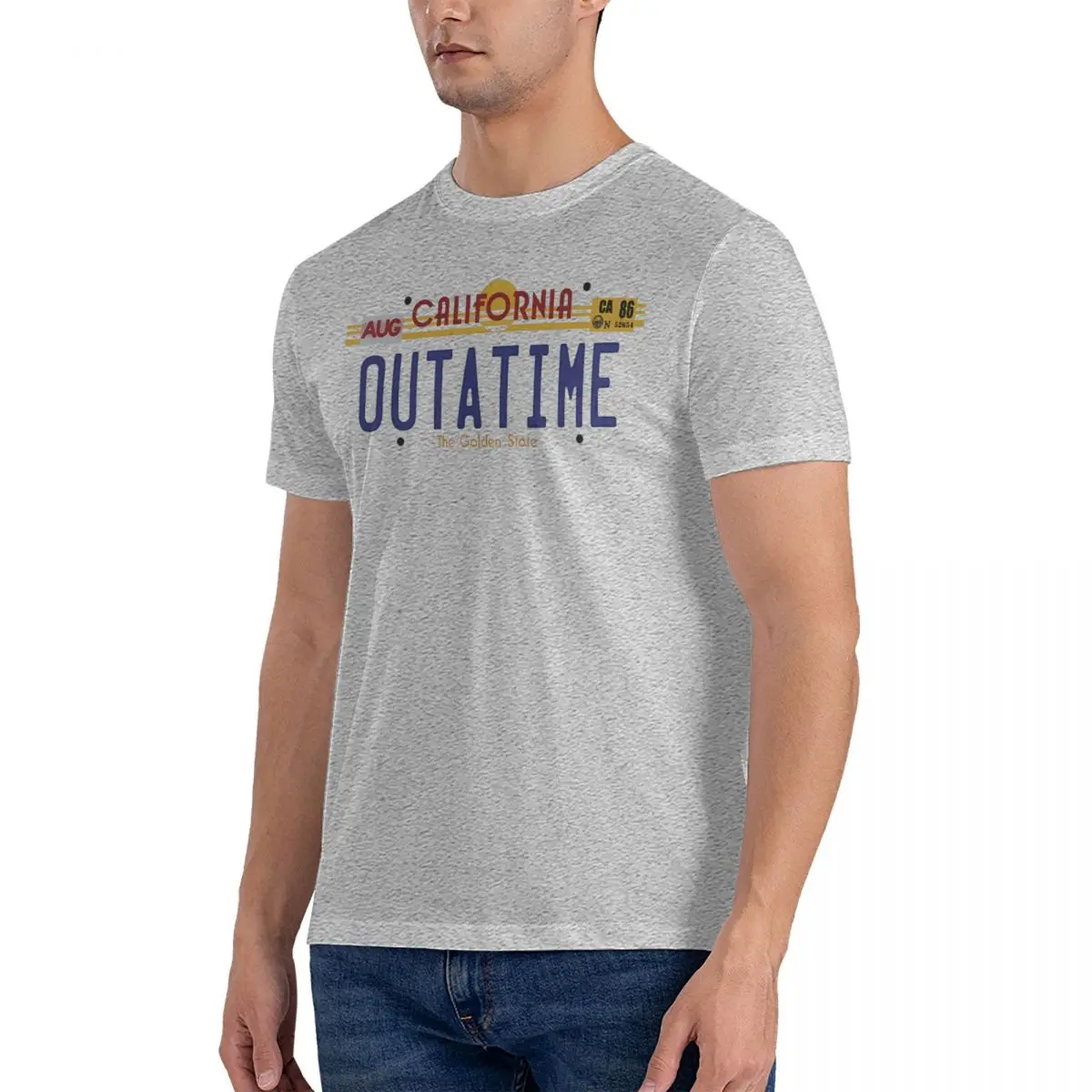 Men's OUTATIME T Shirt Back To The Future Cotton Tops Vintage Short Sleeve Round Collar Tee Shirt Summer T-Shirt