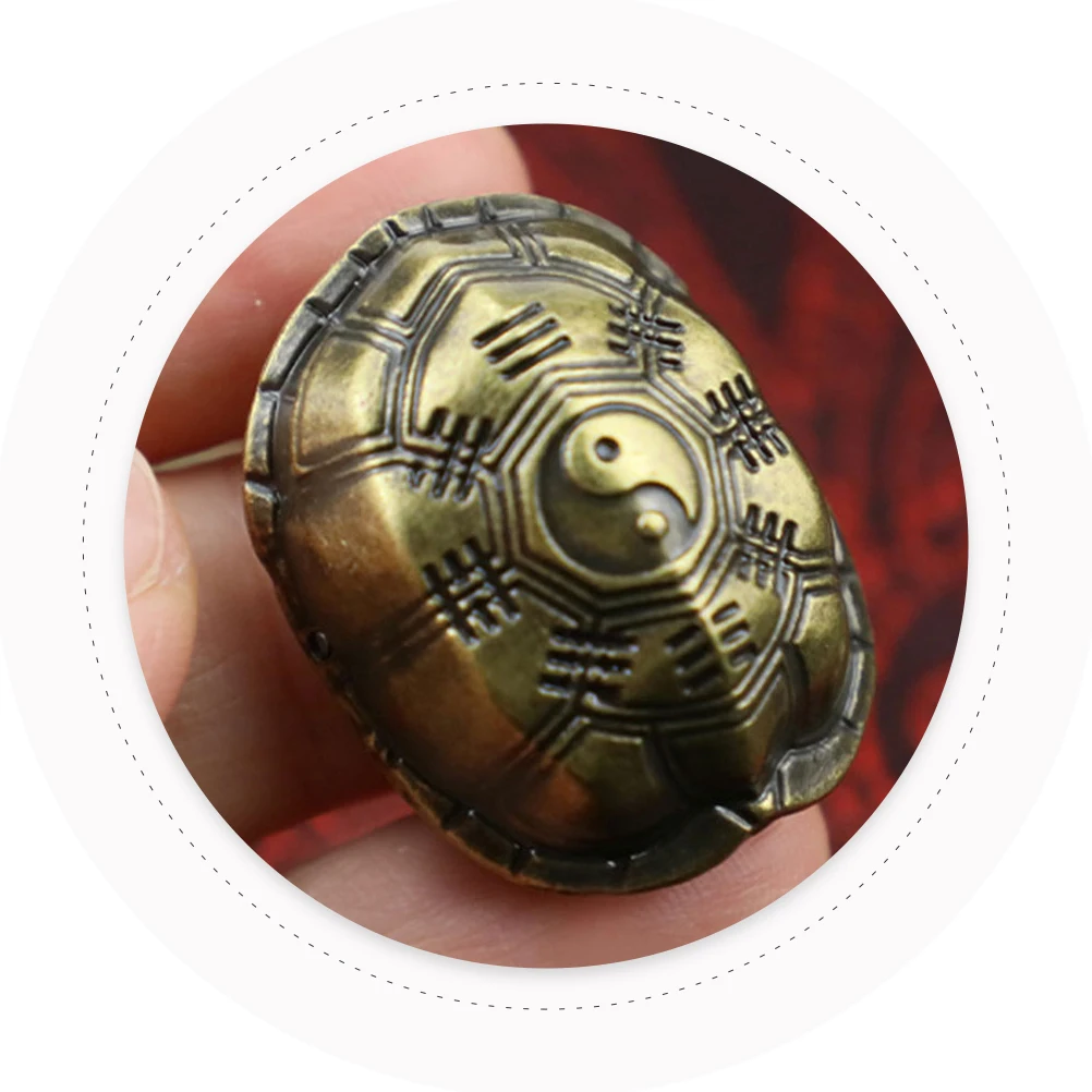 1 مجموعة خمر السلاحف قذيفة النحاس زخرفة الرجعية اليدوية زخارف مكتب النمط الصيني غرفة المعيشة الديكور العرافة عملات الحرفية