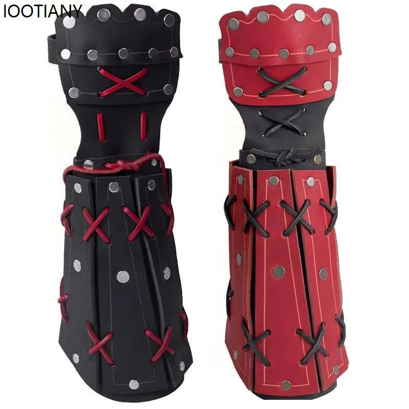 

Halloween Men Viking Knight Cosplay Gloves Medieval Warrior Leather Arm Guards Vintage Wristband Steampunk Fancy Accessories New