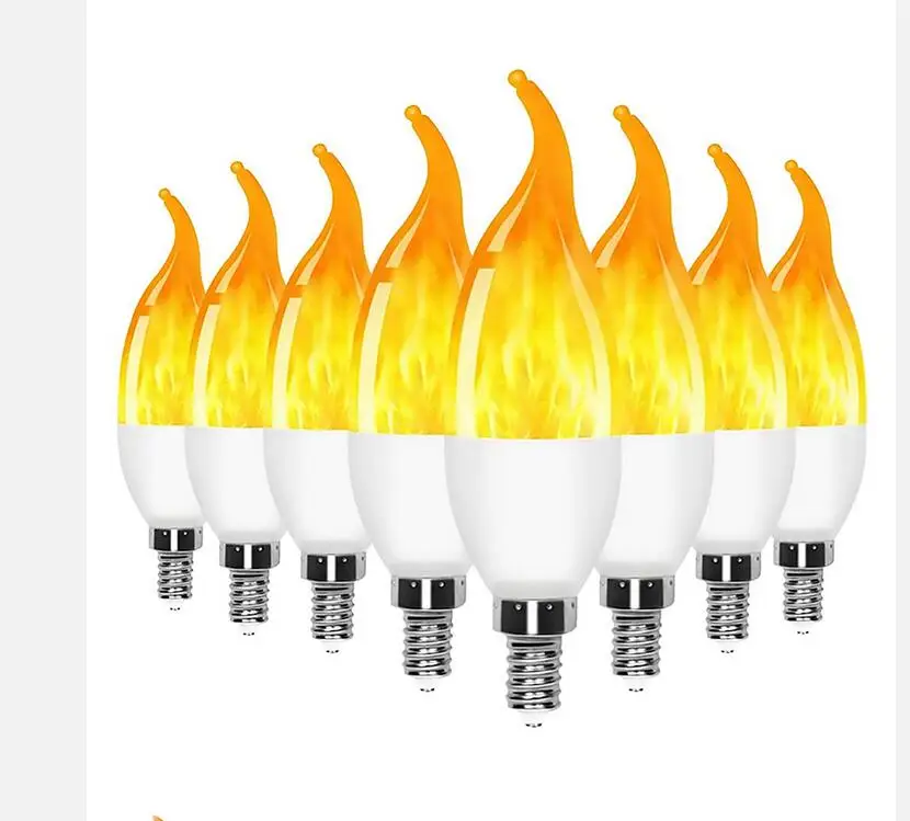 Bombillas LED de llama parpadeante para candelabro E12 E14 E27 – Paquete de 8