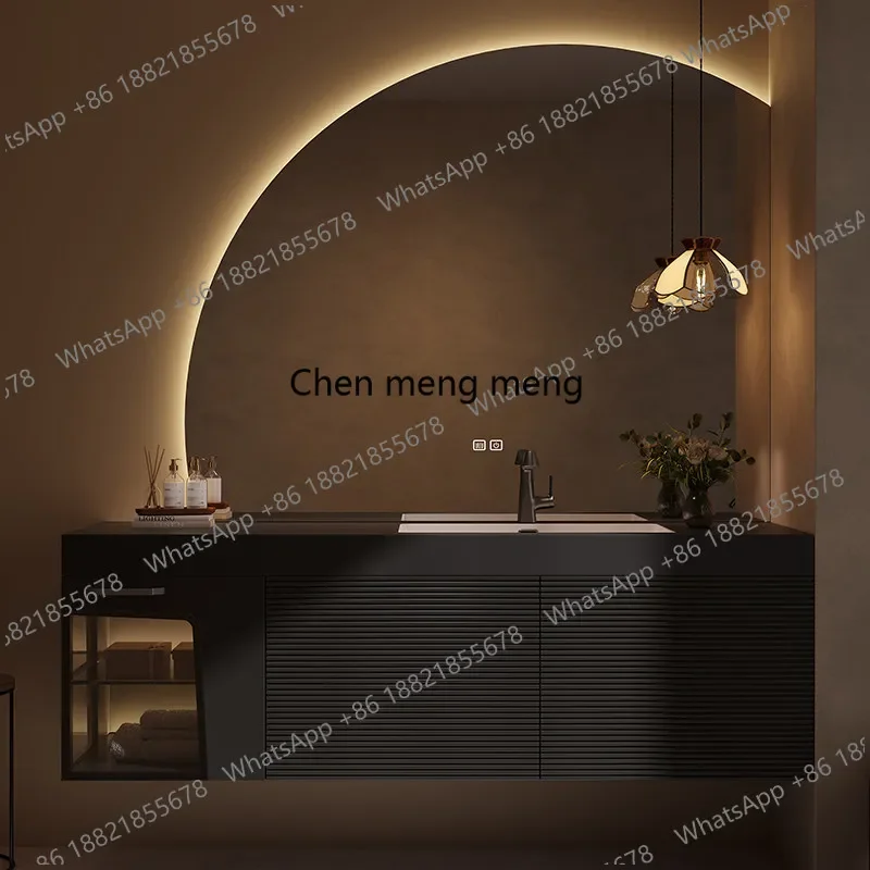 A17 Oak Bathroom Vanity And Washbasin Combination Integrated Seamless Slab Stone Sink 2026 New Model for Home Improvement