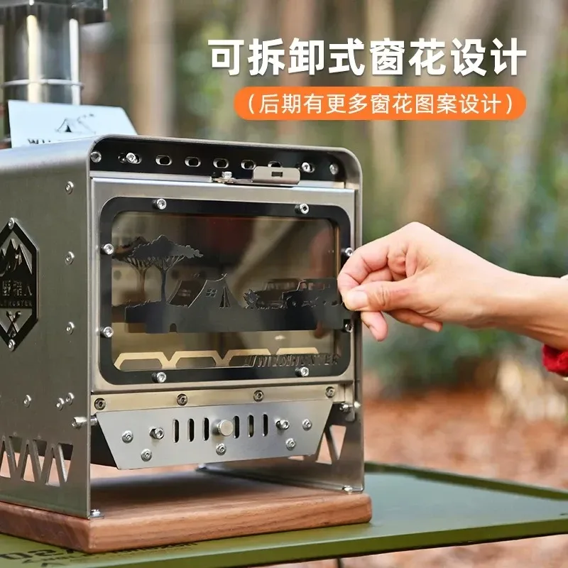Outdoor Camping Small Fireplace Tent Indoor Secondary Burning Tabletop Wood Stove for Tea Making Heating and Fire