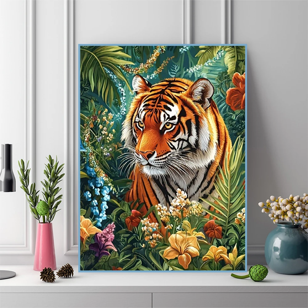 Diamant-Stickerei Tiger Tier DIY Malerei Vollquadrat Rund Diamant-Mosaik Blume Kreuzstich Handgemachtes Hobby
