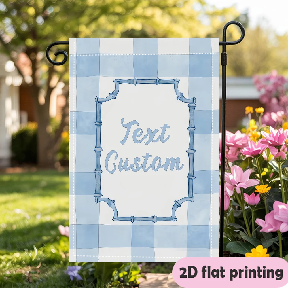 1pc double-sided Customizable Blue White Check Garden flag personalized custom text outdoor party decoration 30*45cm(12x18in)