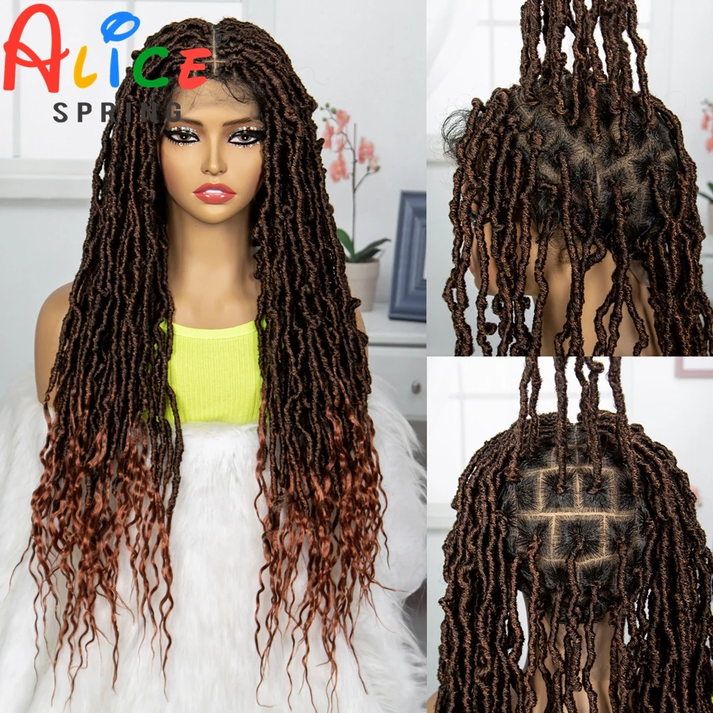 

32 Inch Synthetic Full Lace Braid Crochet Faux Locs Braids Wigs Butterfly Locs Wigs for Black Women Dreadlocks Braiding Hair Wig