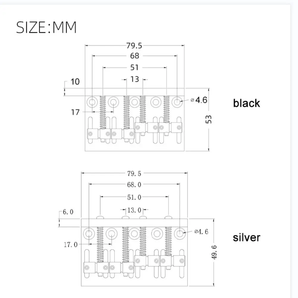 4 สาย Bass Bridge Tailpiece 5 อานกีตาร์ปรับอานชุดสกรูเปลี่ยน Bassist String แผ่น