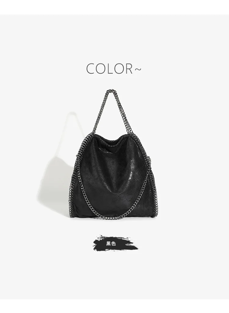 Mode frauen Kette Schulter Tasche Vintage Große Kapazität Umhängetasche Weibliche Faltbare Einfarbig Handtaschen Einkaufstaschen – Detail 19