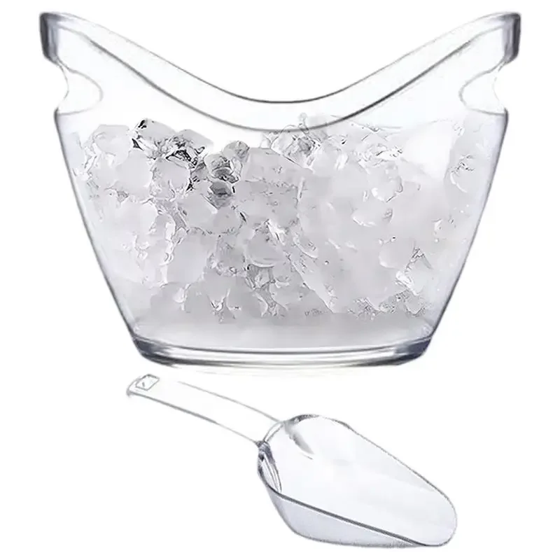 Clear Ice Bucket Beverage Tub with 2 Scoops Handle Cooling Large Ice Bucket for Wine Champagne Bar Supplies for Family reunion