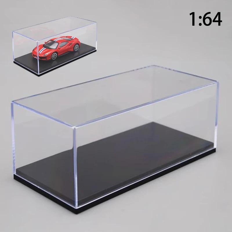 1 pz 1:64 scatola di visualizzazione modello di auto custodia protettiva trasparente supporto di archiviazione con copertura rigida antipolvere acrilica