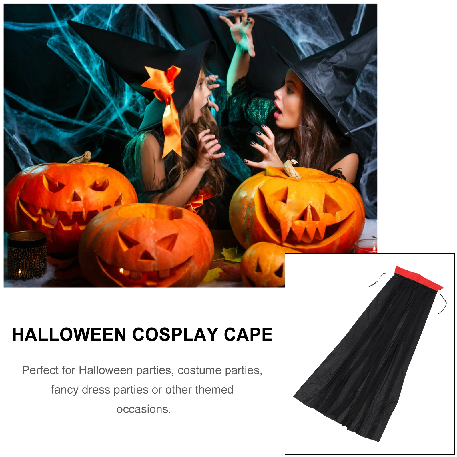 

Vampire Cloak Hooded Men Halloween Dress Up Costume Costumes Outfit Cape Black Clothing Girls