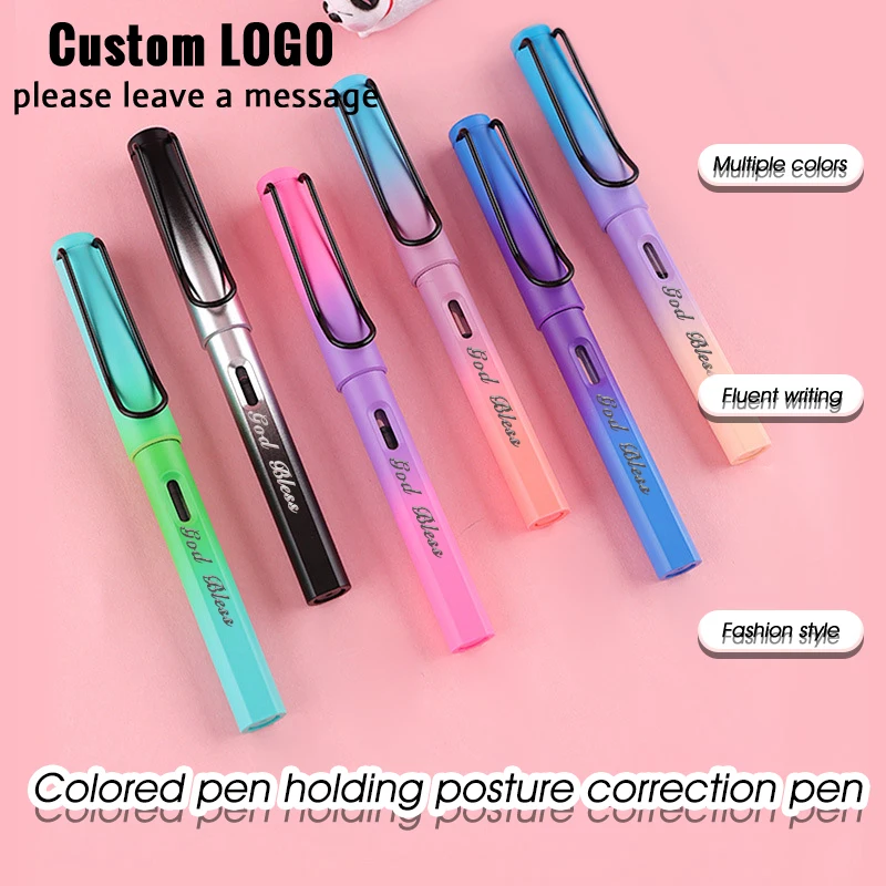 

New Style Gradient Color Fountain Pen Business AD Customized LOGO Office Stationery School Supplies Student Gift Calligraphy Pen