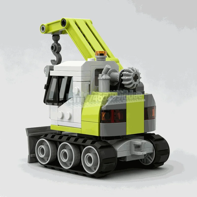132PCS MOC Tiny Tracked Crane Construction Vehicle Model Custom Building Blocks DIY Technical Creative Assembly Educational Toy