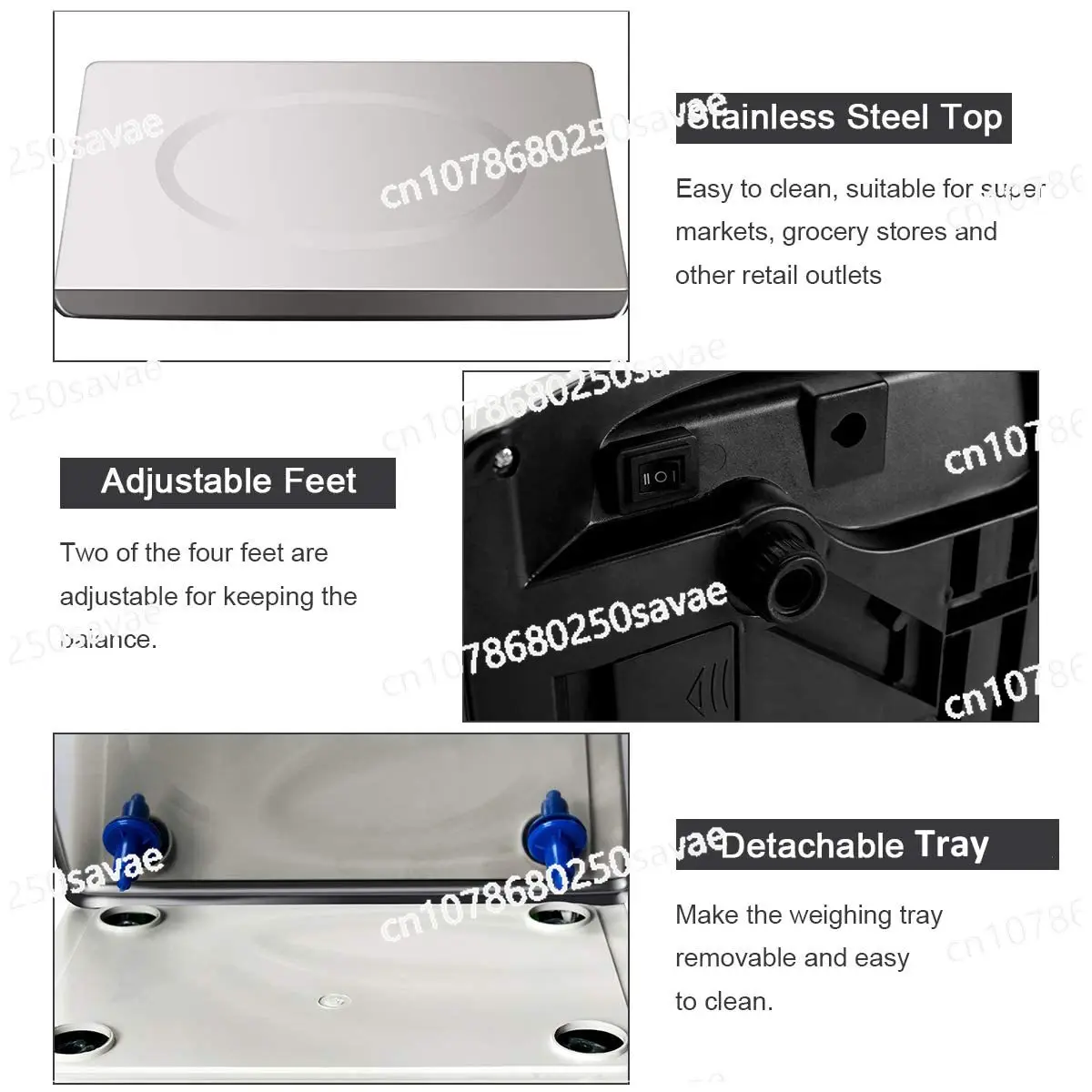 Weighing Scale Price Computing Scale for Store Supermarket Rechargeable 30KG Stainless Steel Electronic Scale Food Meat Counting