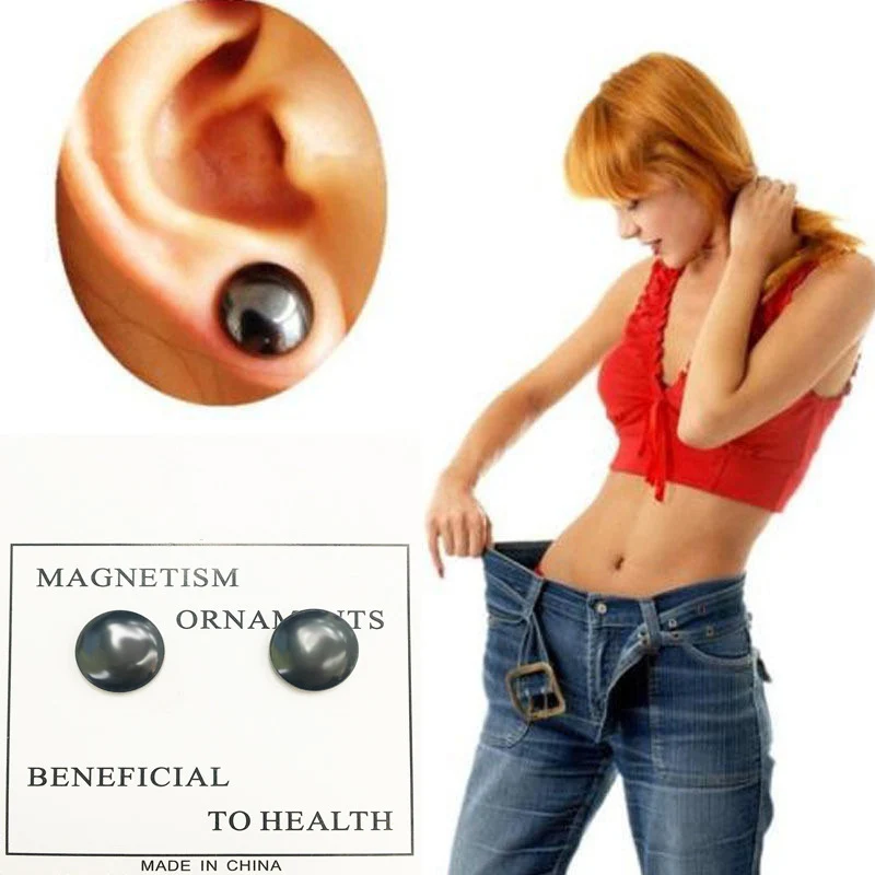 Black Magnetic Auricular Therapy Earrings for Ear Acupressure Pain Relief Non Piercing Clip on Alternative Traditional Jewelry