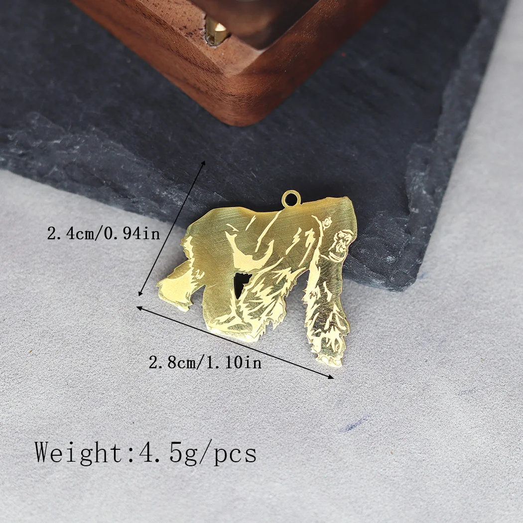 2pcs Monkey Orangutan Charm Pendants For Jewelry Making Antique Stainless Steel Gorilla Monkey Pendants Charm