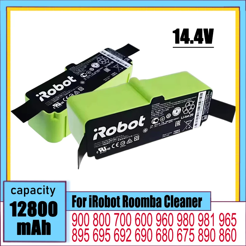 For iRobot Roomba robot vacuum cleaner 14.4V 12800mAh lithium-ion battery, 600 700 800 900 series