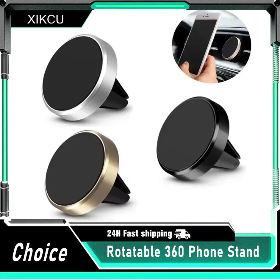 Mini Air Vent Magnetic Car Phone Stand GPS Cell Bracket Magsafe Holder Fit iPhone 12-17 Pro Max Samsung Xiaomi Smartphone
