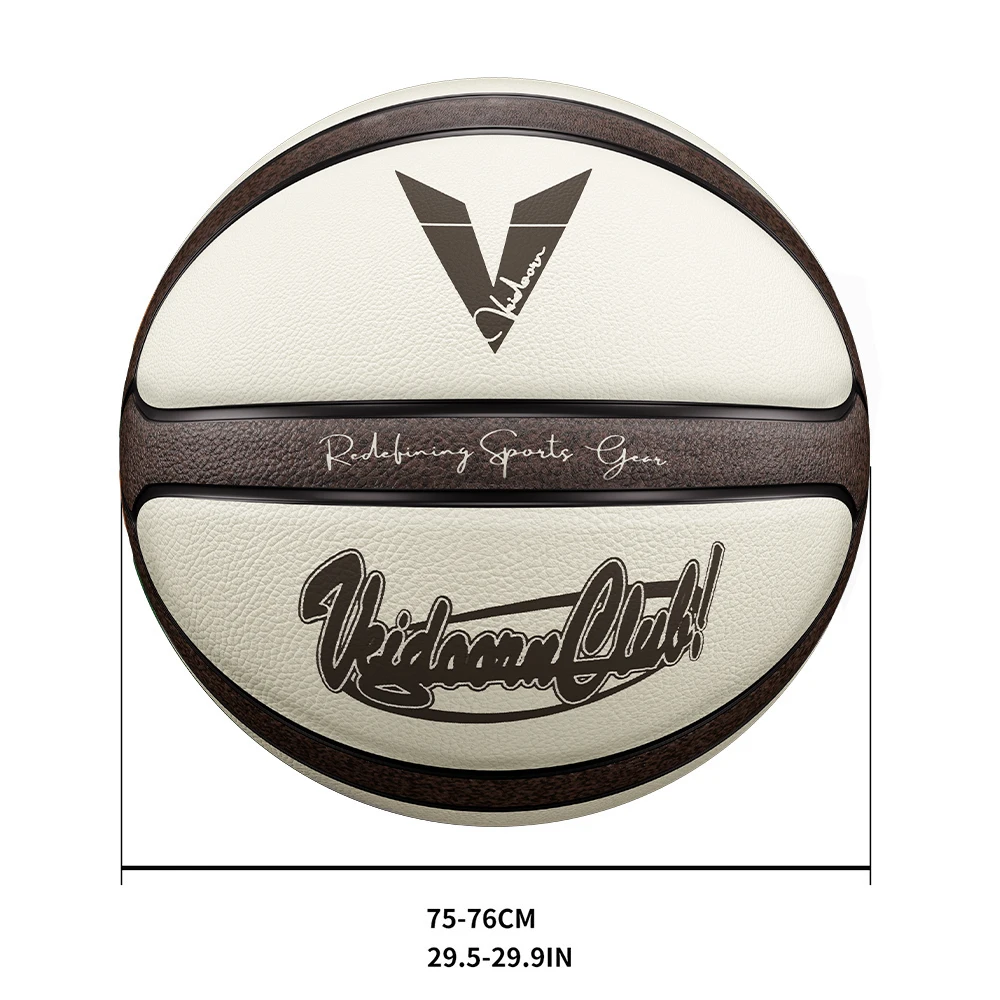 Brown Beige PU Game Basketball Official Size 7 Professional Basketball with 4 Layers Outdoor Durable Ball