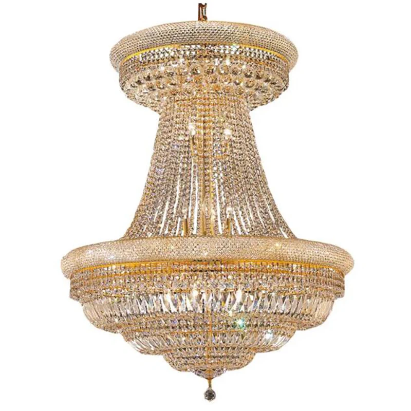 Empire Large Chrome Crystal Chandelier for Foyer Staircase Lobby Modern Cristal Ceiling Lamp Home Decor Haning Light Fixture