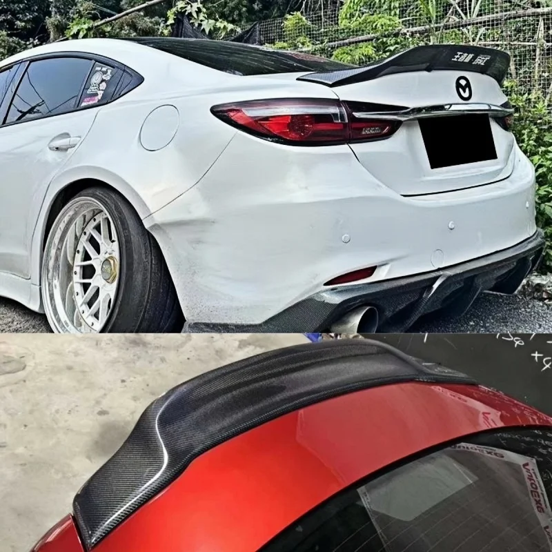 

For Mazda 6 Atenza 2014 15 17 18 20 2021 Rear Trunk Lid Boot Ducktail Spoiler Wings Black Carbon Tuning Exterior Accessories