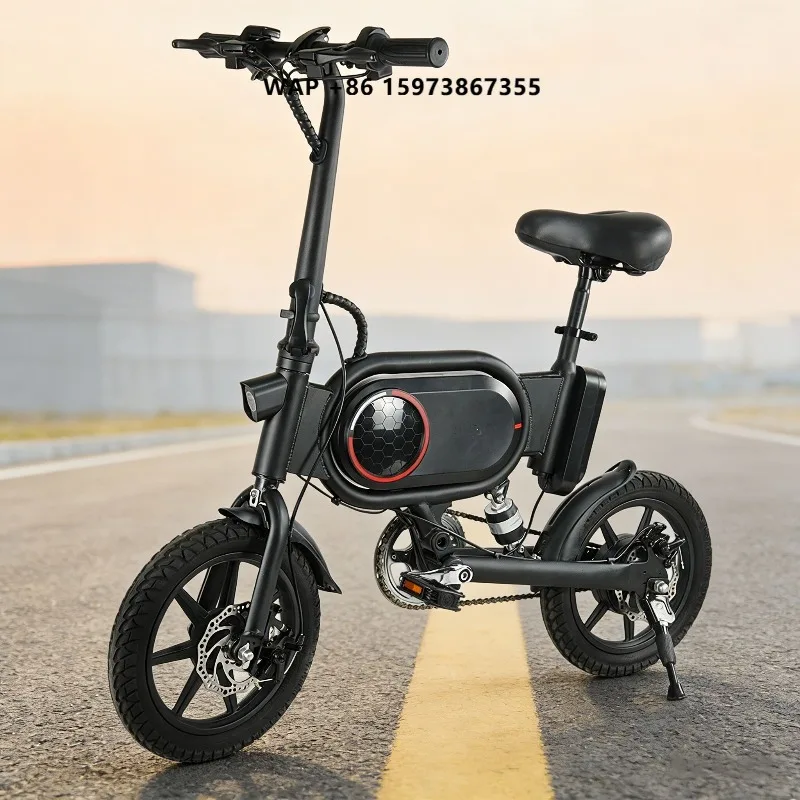 14-Inch Brushless Folding Electric Bike Single Speed Integrated Battery 350W Rear Hub Motor 36V 7.5Ah Lithium Disc Brake