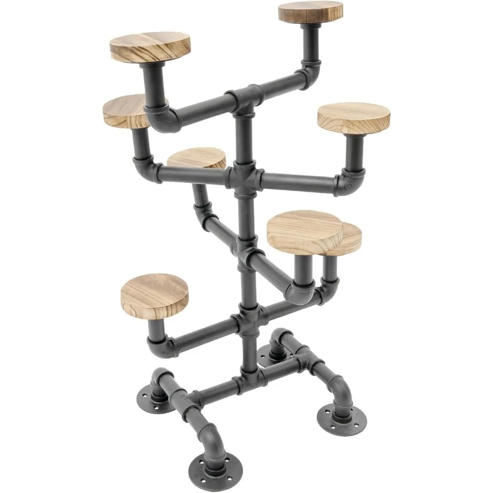 

Hat Display Stand, 4 Tiers Hat Holder Rack with 8 Round Hangers, Heavy Duty Black Metal Pipe Hat Stand, Freestanding Countertop