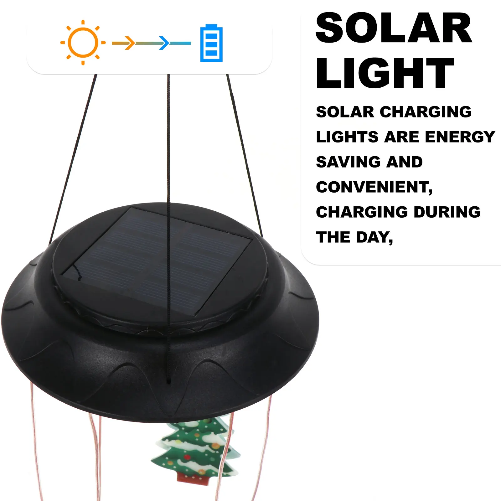 

1pc Christmas Tree Wind Bell Lamp Solar Power Waterproof Outdoor Decorative Hanging Light Rechargeable Wind Chime Solar Lamp For
