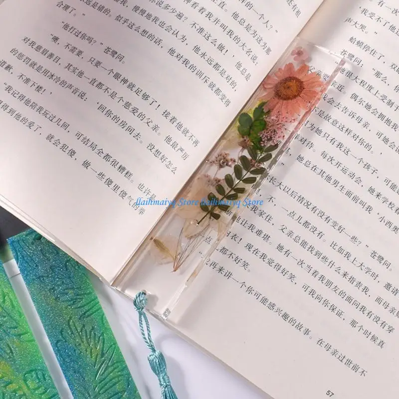 

573B Silicone Bookmarks Molds with Tassel Holes for DIY Projects Present Tags Craft