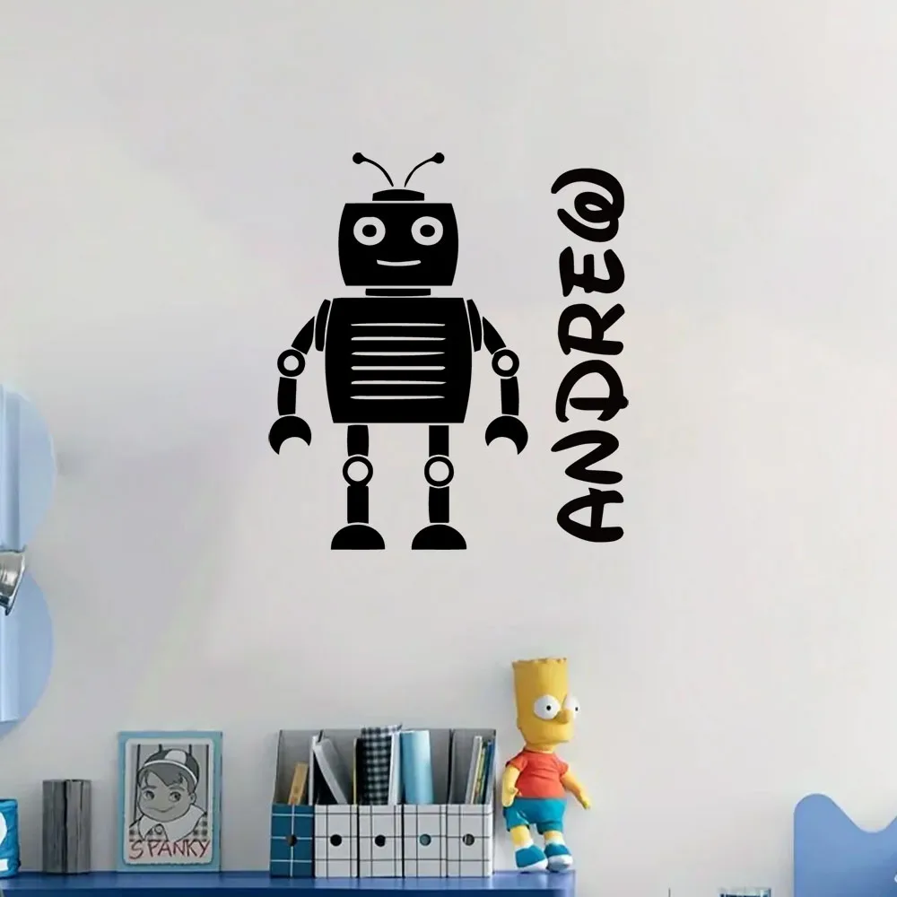 1PC Cute Robot Personalized Name Waterproof Wall Stickers Wall Art Decor A gift for a friend Decal Creative Stickers
