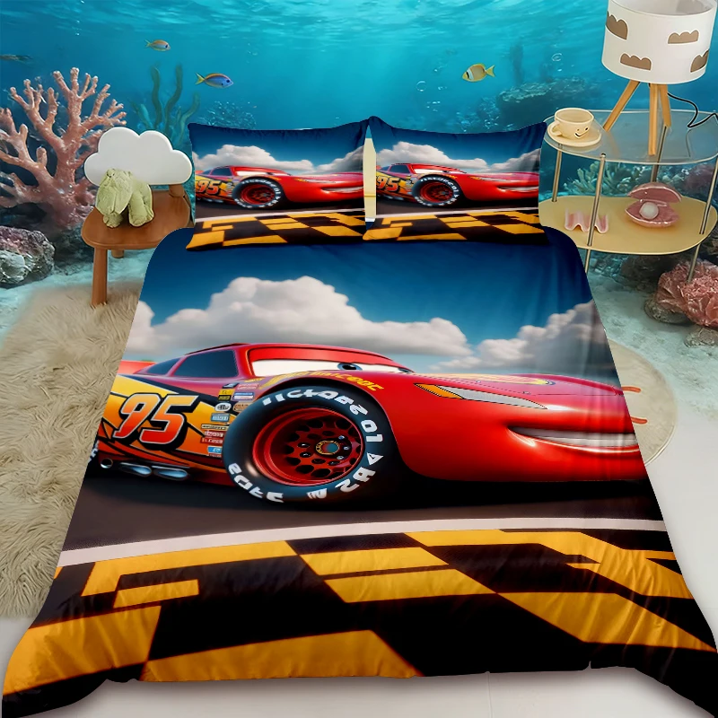 

Cars Lightning McQueen 3D Children's Bedding Set (3 pieces), includes 1 duvet cover, 100% polyester, soft and comfortable