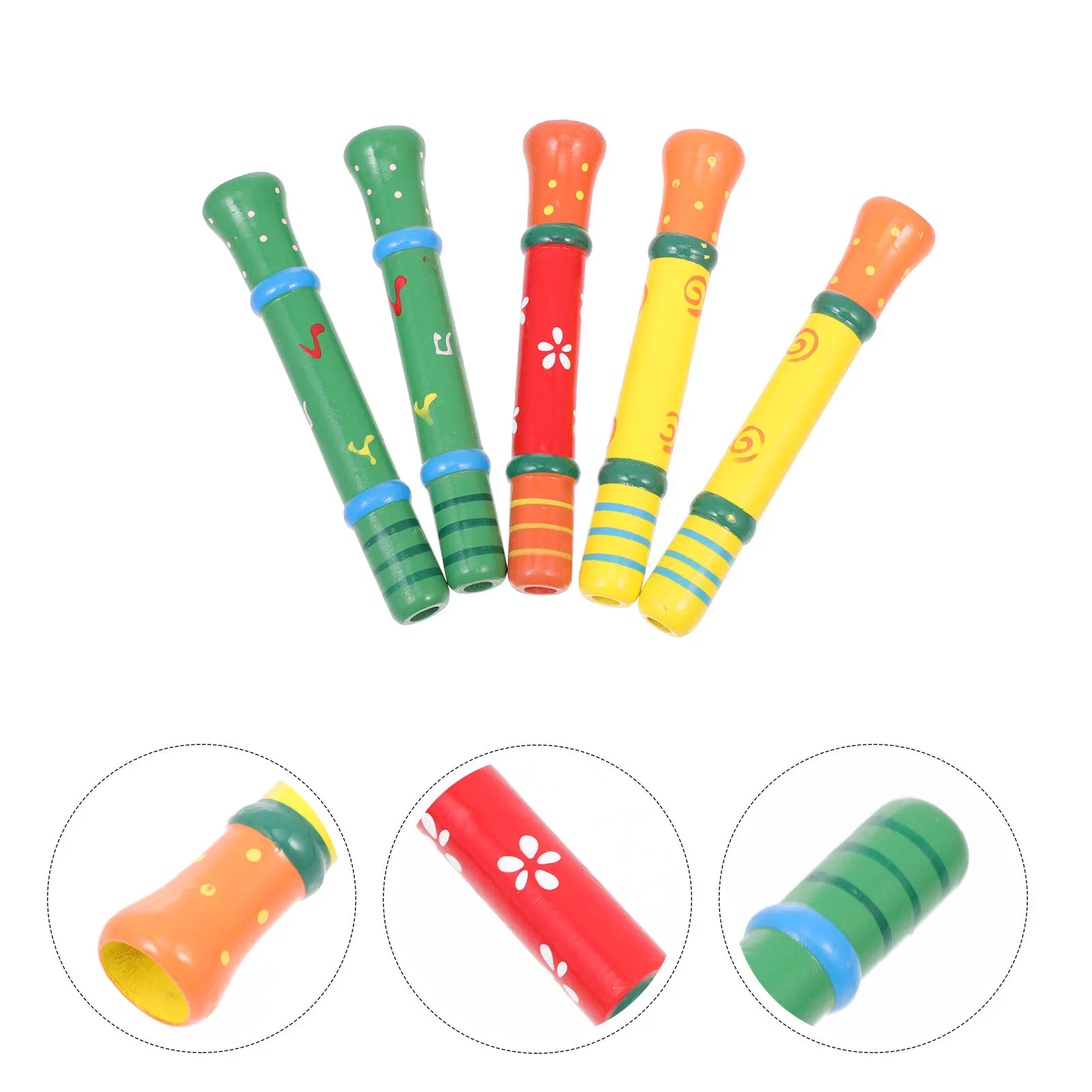 5 Stücke Kinder Holzpfeifen Musikinstrumente Glatte Oberfläche Pädagogische Unterhaltungsspiele Festivals Holzpfeife Spielzeug