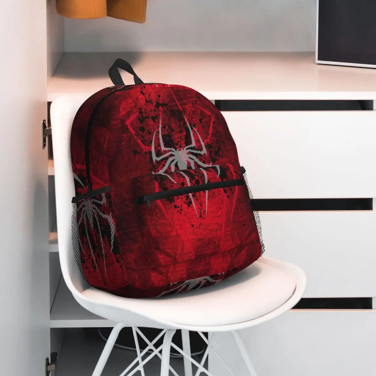 Red Spider Print (6) Student Backpack School Bag Hiking Travel Daypack for Boys Girls Bookbag Shoulder Bags