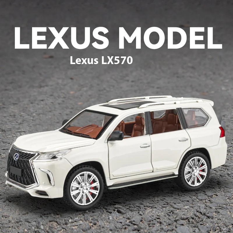 1:24 Lexus LX570 Off Road SUV Alloy Diecast Car Model Computer Desktop Collection Hobby Ornament Gift For Boyfriend Present Box