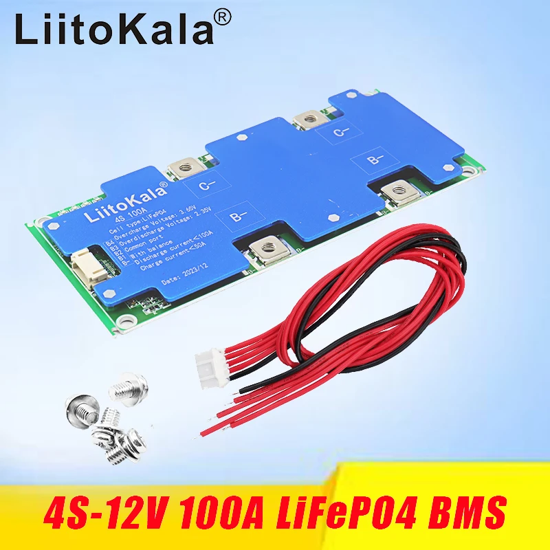 LiitoKala 4S 12V 100A BMS LiFePo4 Lithium Iron Phosphate Battery Protection Circuit Board with Balanced Charging for RC Models