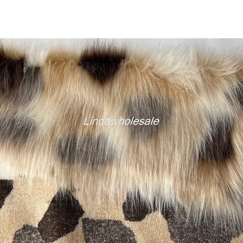 Brown coffee jacquard faux fur jacket fabric,four color jacquard faux fur fabric,