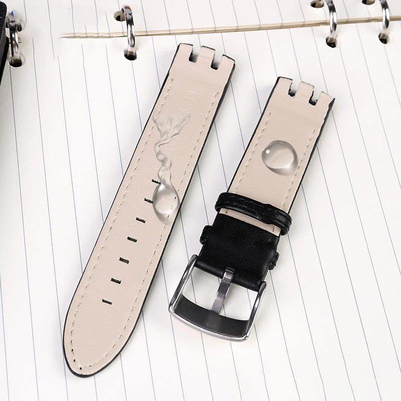 Leather Double notched wristband for swatch Leather watchband yts401402409713ytb400 watch strap 20mm men's men's watch chain Lea