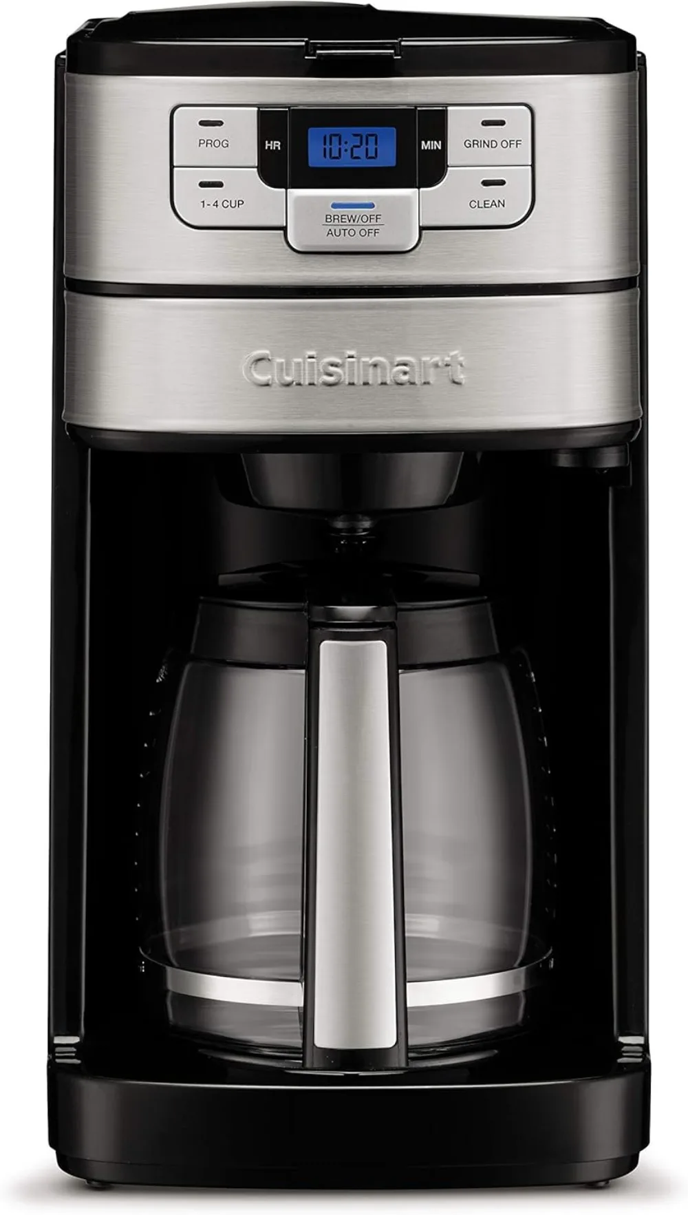 Automatic Grind and Brew 12-Cup Coffeemaker with 1-4 Cup Setting and Auto-Shutoff, Black/Stainless Steel