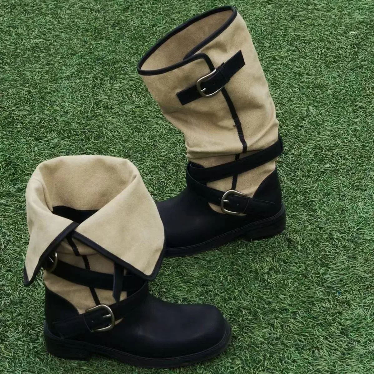 Mix Color Metallic Material Knee Boots Women Sharp Point Toe Glossy Relaxed Slouch Upper Sleek Stiletto High Heel Footwear