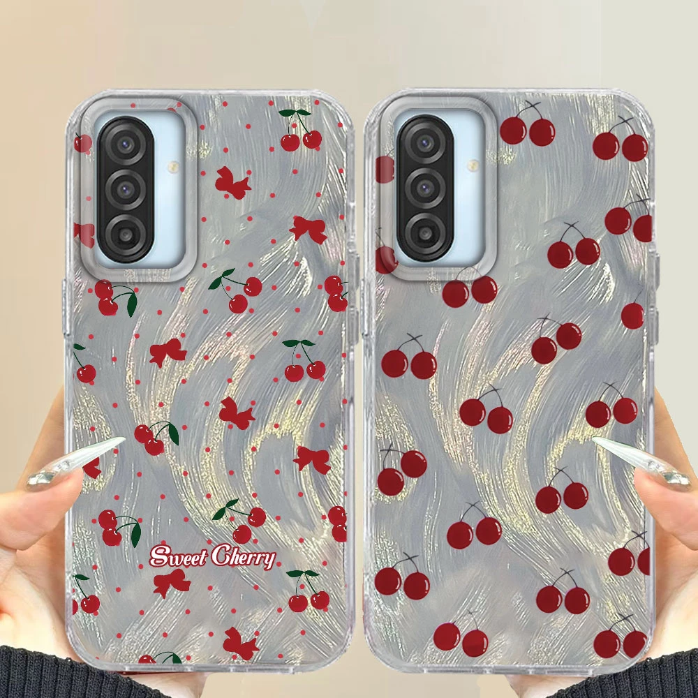 Süße kleine Kirschmuster Mädchen Handyhülle für Samsung Galaxy A17 A07 A56 A55 A16 A57 A26 A54 A15 A13 A36 A25 A35 A14 A34 Abdeckung