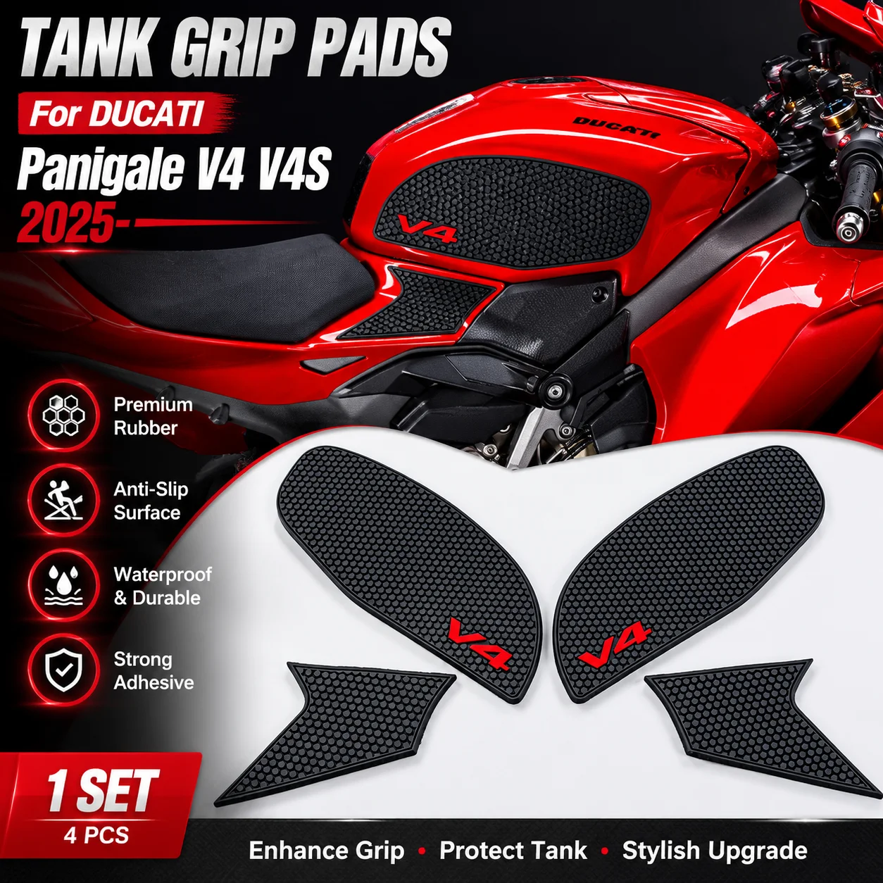 

Anti-slip Tank Protector Sticker for Ducati Panigale V4/V4S 2025+, Motorcycle Modified Rubber Decal