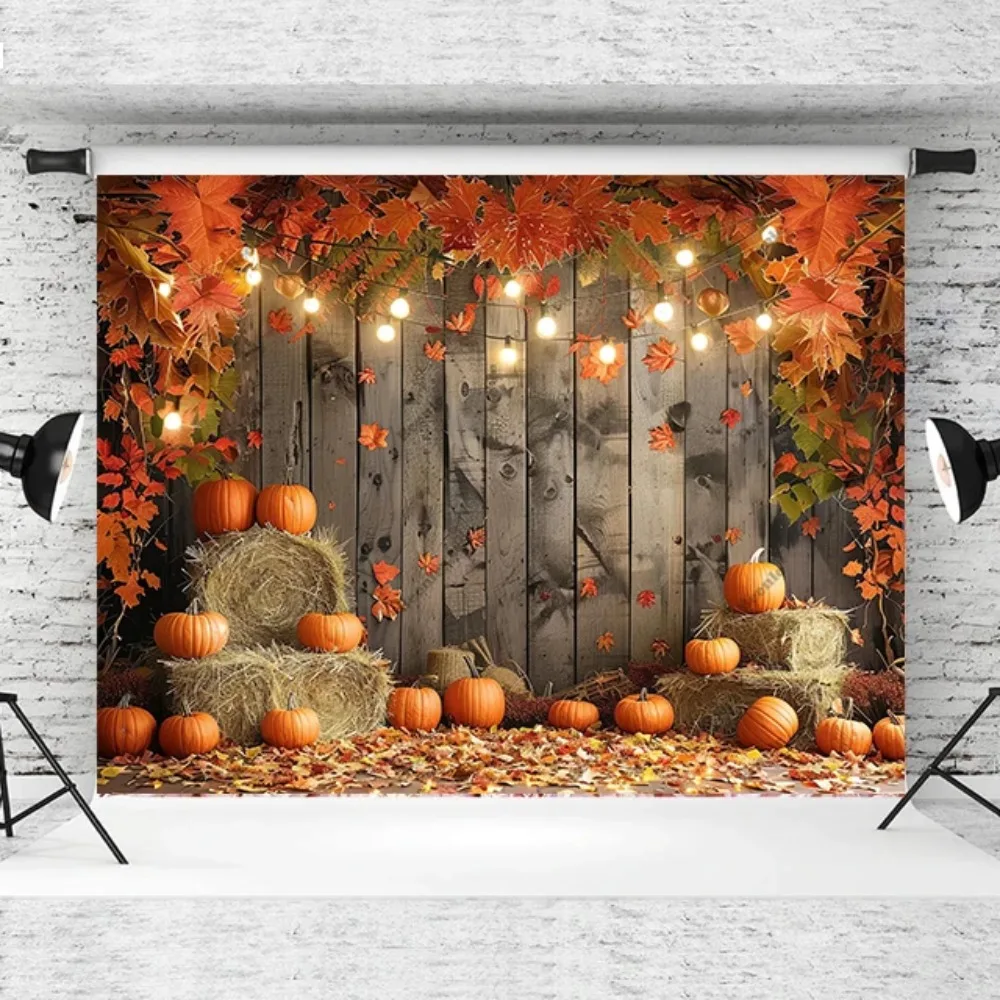 Beenle Autumn Scenery Backdrops Fall Farm Barn Haystack Maple Pumpkin Truck Thanksgiving Portrait Photo Photography Background