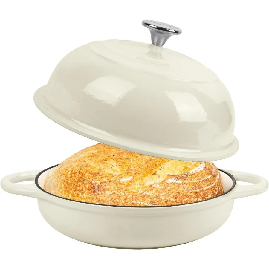 5.4 Quart Enameled Cast Iron Dutch Oven for Bread Baking and Sourdough Bread Preparation Oven Safe up to 500F Ideal for Home Ba