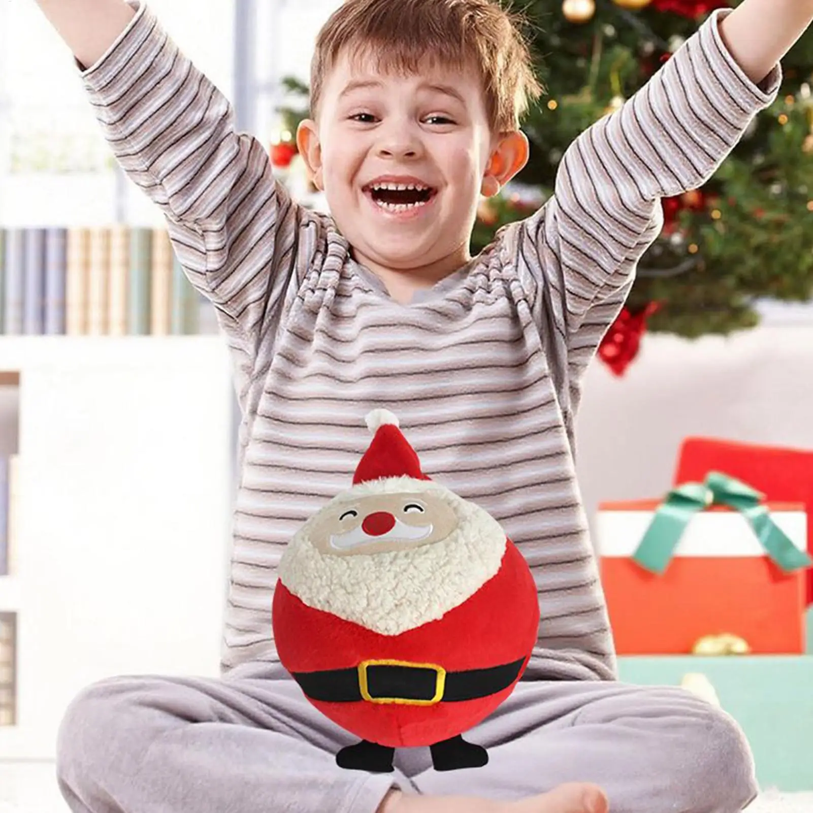 

Santa Claus Plush Toy Inflating Doll Christmas Plush Santa Toy Display Cuddly Figure Decoration Winter Holiday Prop for Shelf
