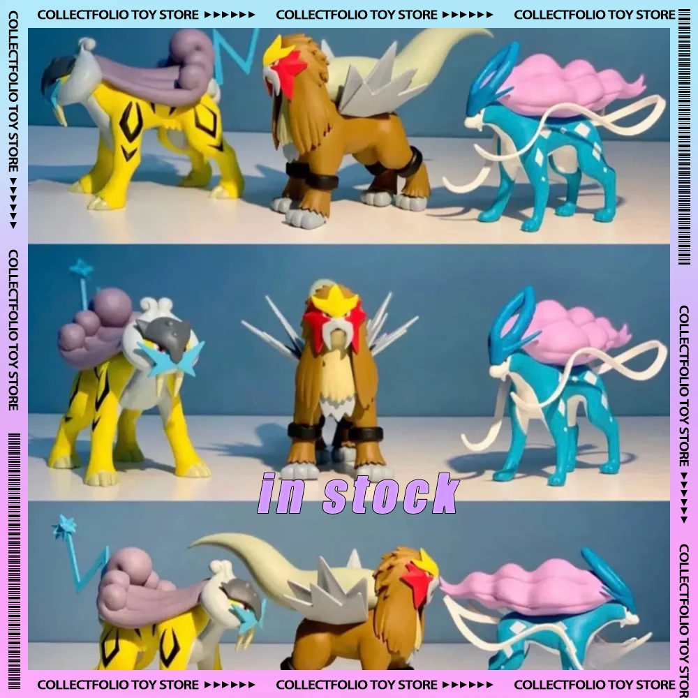 

In Stock Pocket Monster Suicune Raikou Entei Action Figure Pvc Model Toys Collectible Model Toys Gift