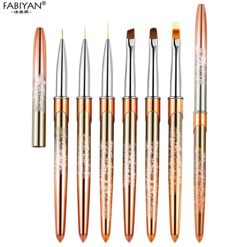 Rose gold Nail Art Liner Painting Pen Acrylic UV Gel Polish Drawing Carving Extension Brush Lines Grid Flower Manicure